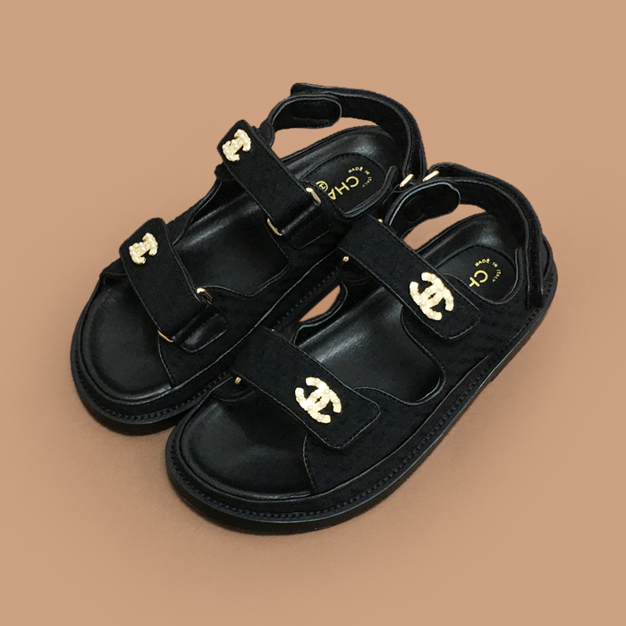  Slipper - シャネル2022 レディースレザーサンダル CHAS0399.ブラック