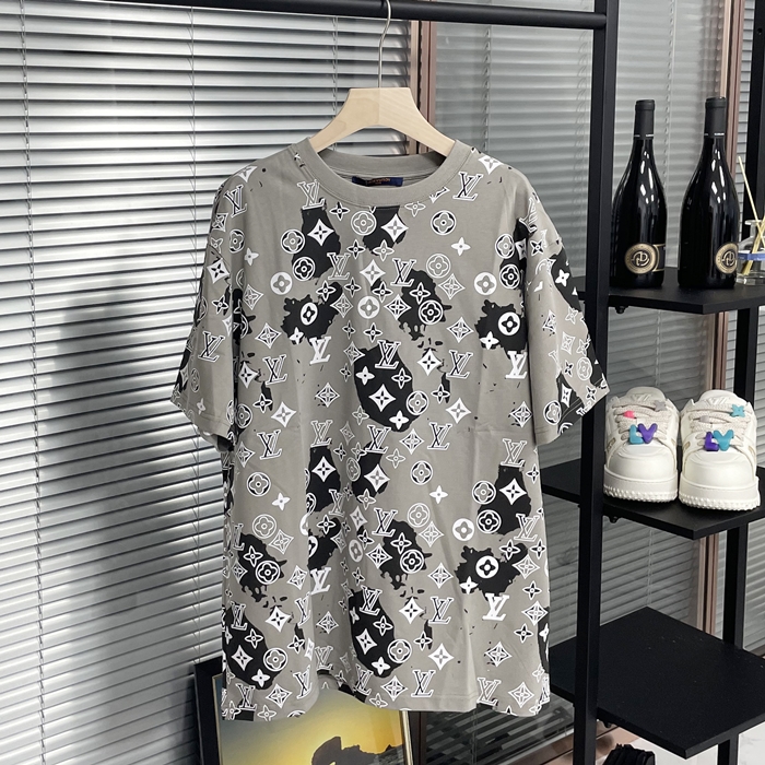 ルイヴィトン メンズ クルーネック グレー 半袖Tシャツ -  Gray Short sleeved  - lv1574x