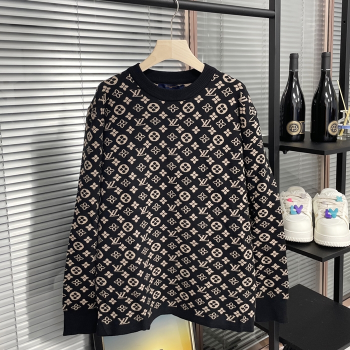 ルイヴィトン メンズ ブラック クルーネック ニット -   - lv1676x