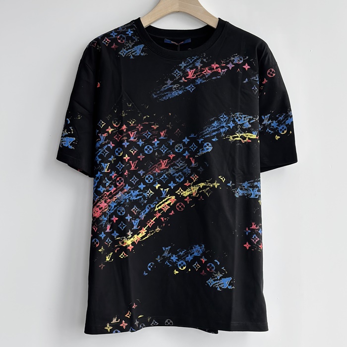 ルイヴィトン メンズ ブラック クルーネック 半袖Tシャツ -  Short sleeved  - lv1394x