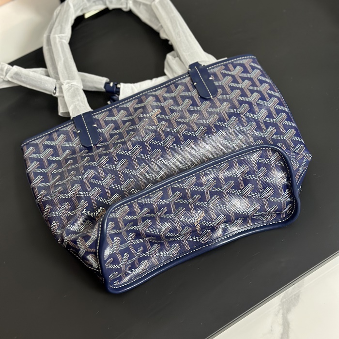   30CM - ゴヤールレザーネイビー リバーシブル トート ショッパーバッグ,GYB0073,30CM