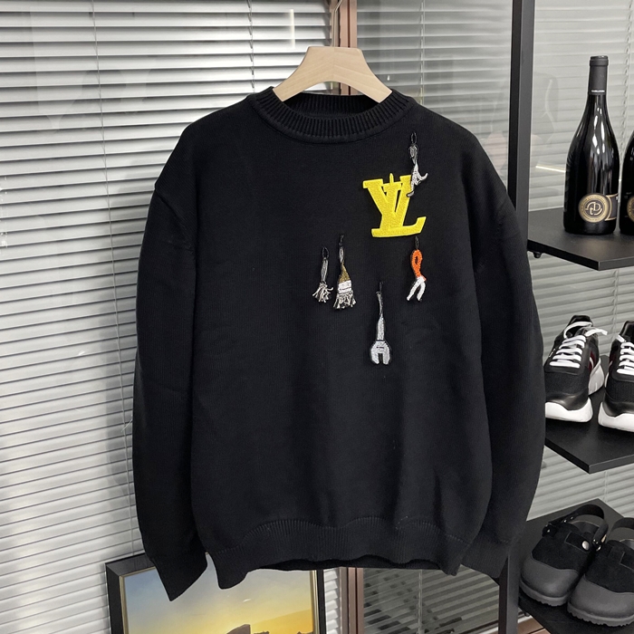 ルイヴィトン メンズ ブラック クルーネック ニット -   - lv1920x