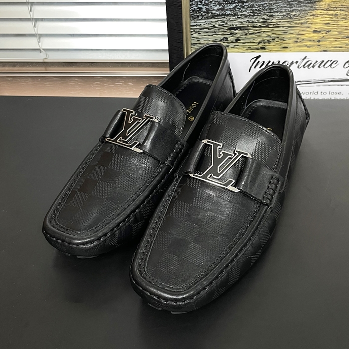 - ルイヴィトンメンズ レザーローファー LOUS0687,ブラック