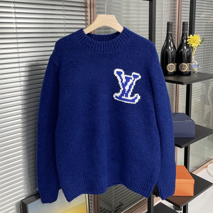 ルイヴィトン メンズ ブルー クルーネック ニット -  White Knits - lv63x