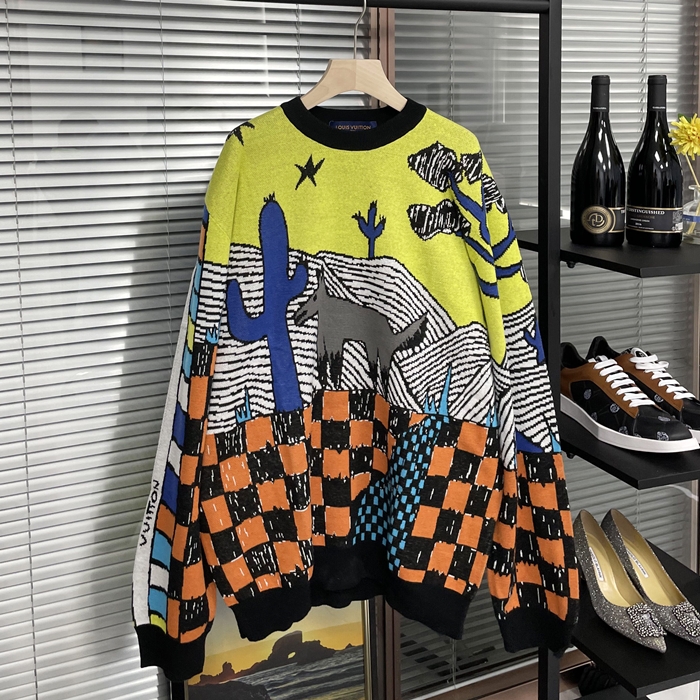 ルイヴィトン メンズ グリーン クルーネック ニット -  Green  - lv1857x