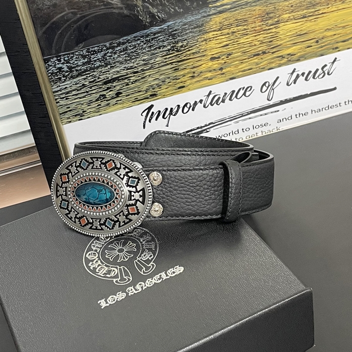  - クロムハーツメンズレザーベルト CHRBT0010,ブラック