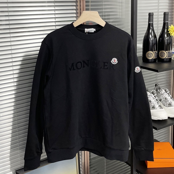  - モンクレールメンズ LOGO カジュアル コットン 長袖Tシャツ Moc01430x.ブラック