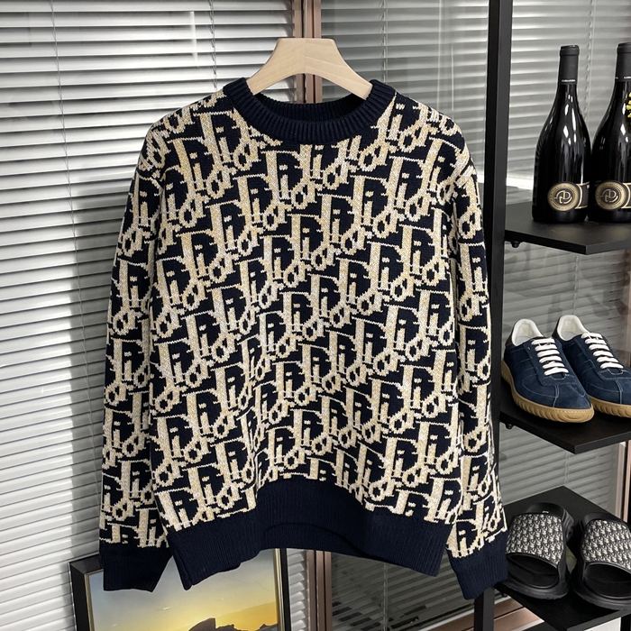ディオール メンズ ネイビー クルーネック ニット -  Kntis- di721x