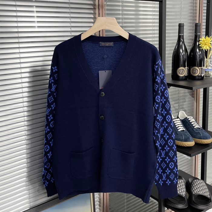 ルイヴィトン メンズ ネイビー Vネック カーディガン -   - lv1914x