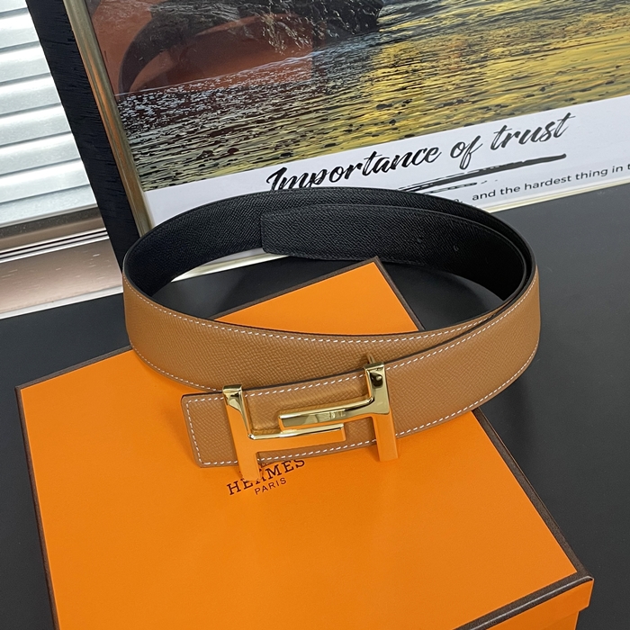  - エルメスメンズ リバーシブルレザーベルト HERBT0076,ブラウン