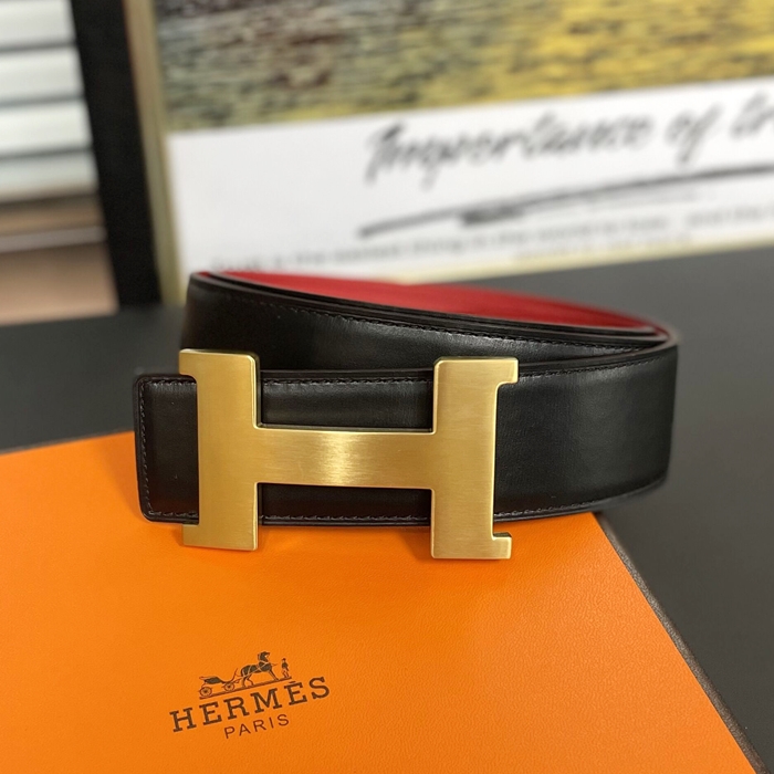 エルメス ベルト ダークコーヒー&レッド