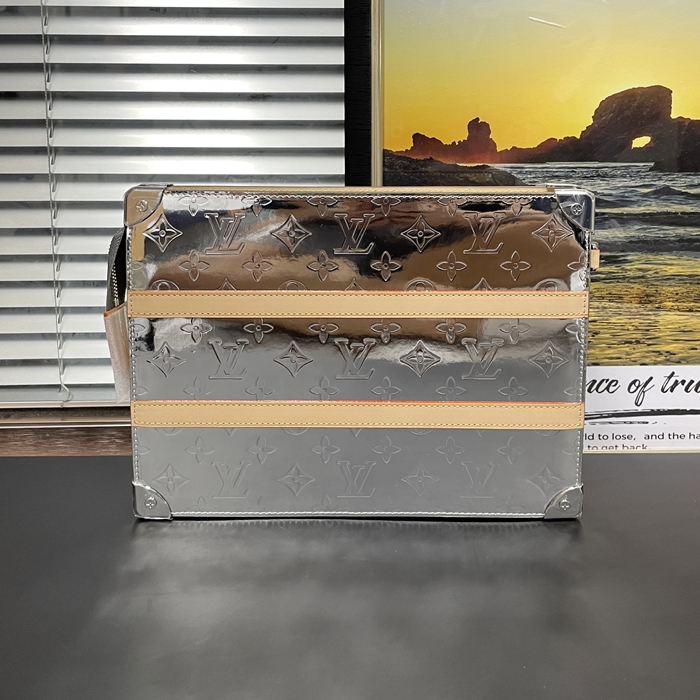 Miror22cm - ルイヴィトンユニセックストランク クラッチバッグ LOUB2180,28cm,シルバー