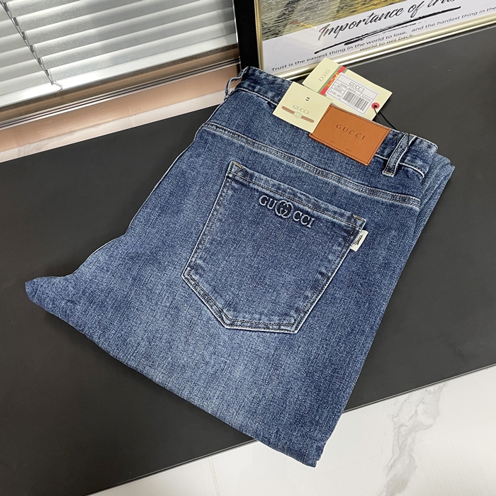 2023 グッチ メンズ ブルー ジーンズ - Jeans
