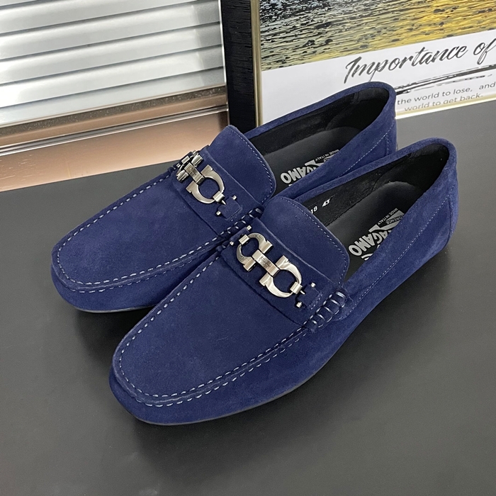 Ferragamo- フェラガモメンズ レザーローファー FGMS0403,ネイビー