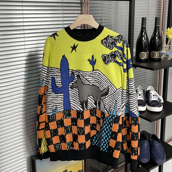 ルイヴィトン メンズ グリーン クルーネック ニット -  Green  - lv1857x