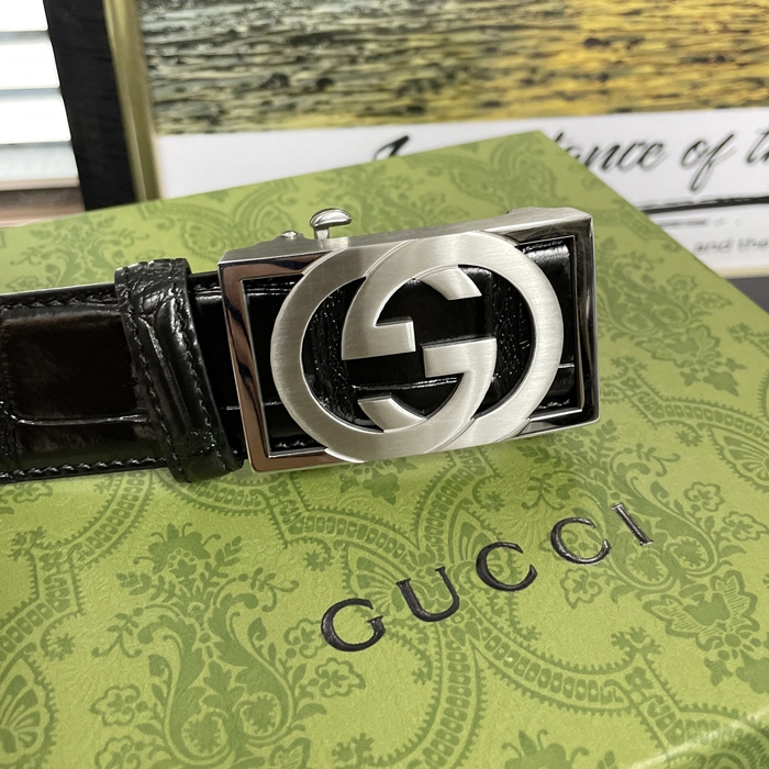 2019  - グッチメンズレザーベルト GUBT0070.Size(3.4cm).ブラック