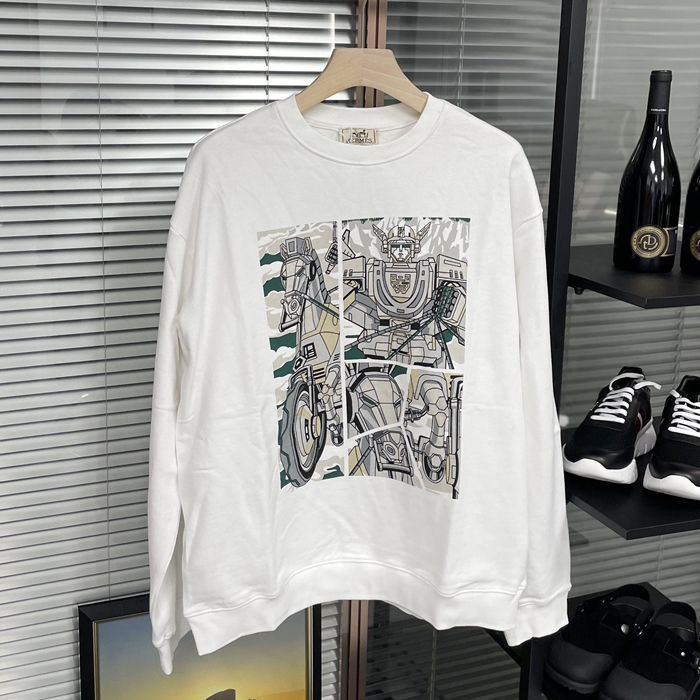 エルメス メンズ モダン ホワイト スウェット -  White  - he324x