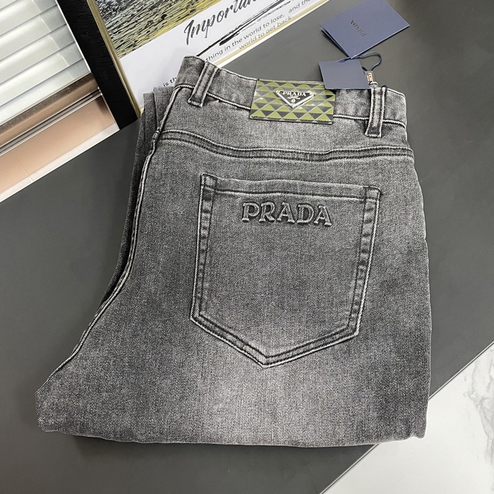 PradaLogoプラダメンズ LOGO カジュアル デニム パンツ Pra01074x.ブラック