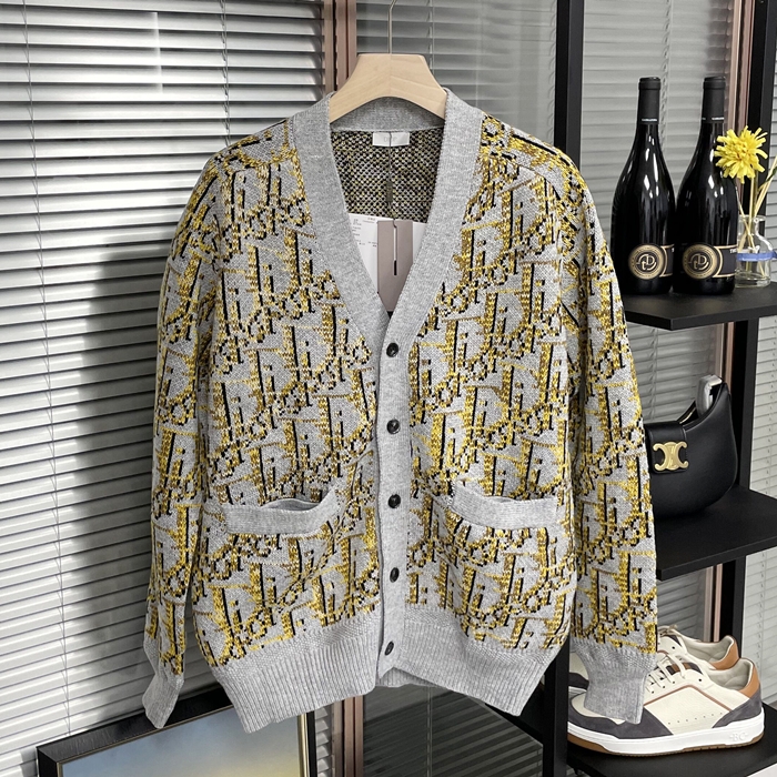 ディオール メンズ グレー Vネック カーディガン -  Gray  - di722x