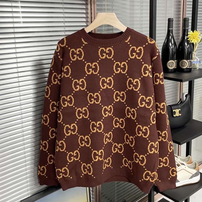    Red - グッチメンズ レトロ LOGO クルーネック セーター Guc02347x Size(s - 2xl) ブラウン