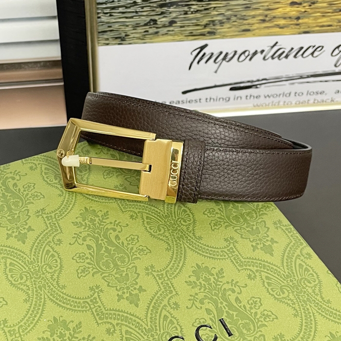  Buckle  - グッチ メンズ ビジネス クラシック バックルレザーベルト Guc0733x.Size(3.0cm).2(ブラックシルバー/ブラウン)