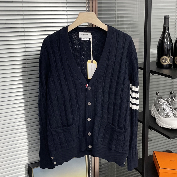   - トムブラウンメンズ ニット カーディガン Thom0248x.ネイビー