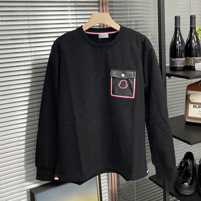 モンクレール メンズ ブラック クルーネック 長袖Tシャツ -  - mo56x
