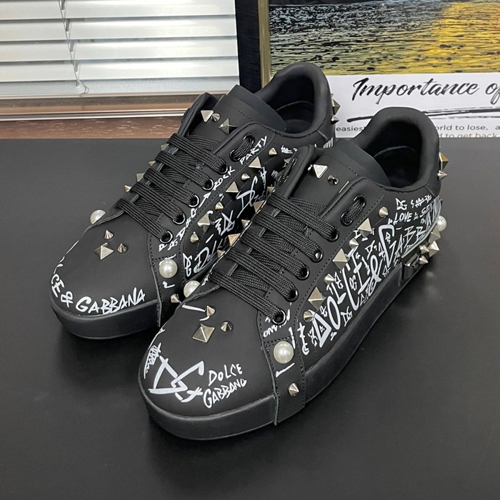 ディーアンドジー メンズ スタッズ  カーフスキン ナッパ スニーカーdol499x