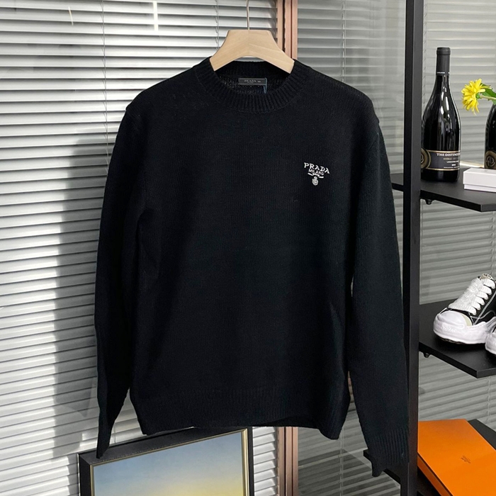 プラダ メンズ クルーネック ブラック セーター -  - pr784x