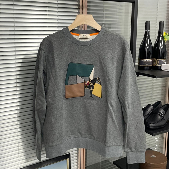 エルメス メンズ クラシック グレー スウェット -  Gray  -