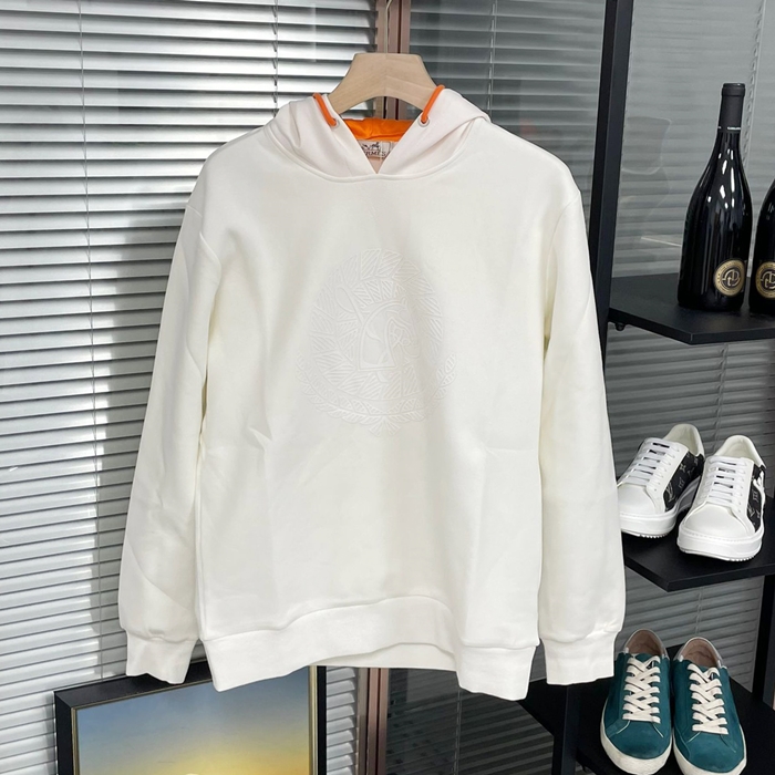 エルメス メンズ アイボリー フーディーTシャツ -  Ivory  - he352x
