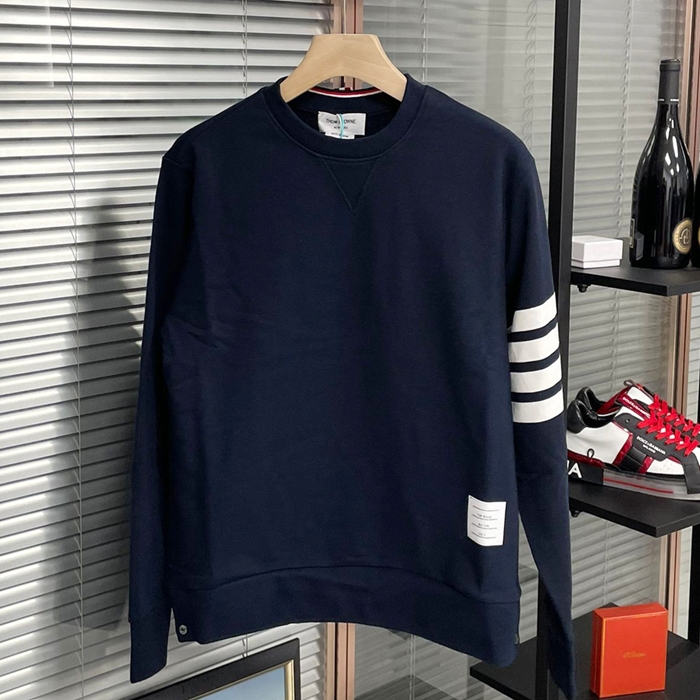 トムブラウンユニセックス クルーネック 長袖Tシャツ Thom0972x.Size(s - 3xl).ネイビー