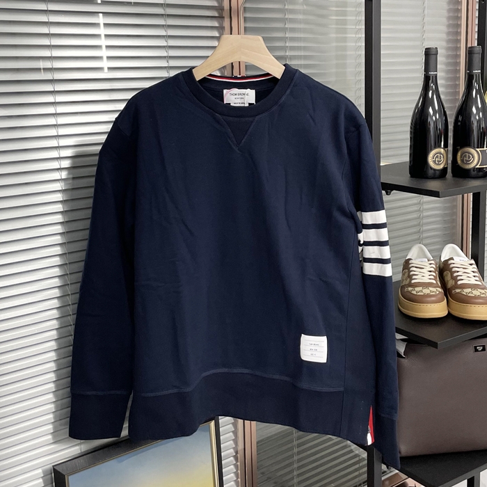 トムブラウンユニセックス クルーネック 長袖Tシャツ Thom0972x.Size(s - 3xl).ネイビー