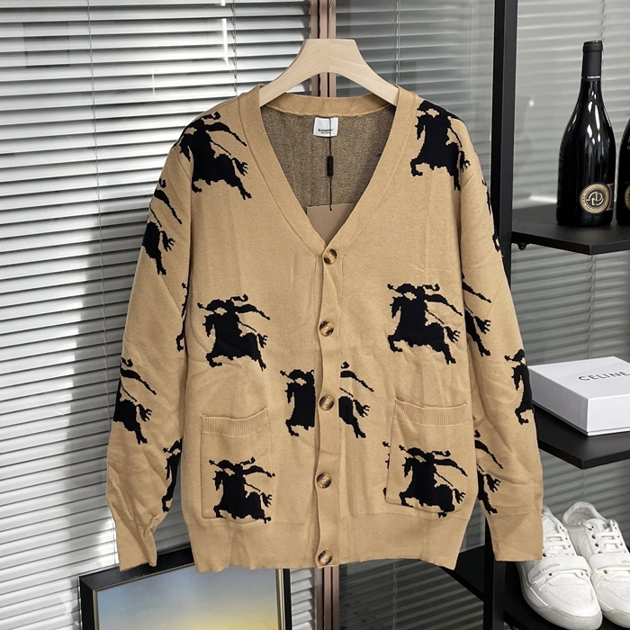 バーバリー メンズ ベージュ Vネック カーディガン -  - bu333x