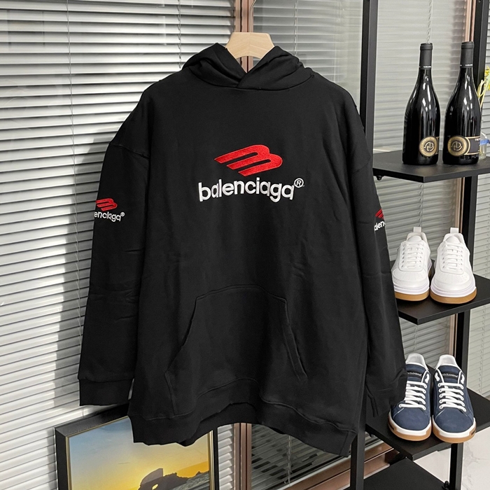 バレンシアガ メンズ ブラック フーディーTシャツ -   - ba704x