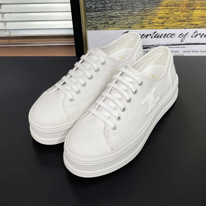 セリーヌ レディース ロー レースアップ スニーカー  ホワイト -  White  - ce234x