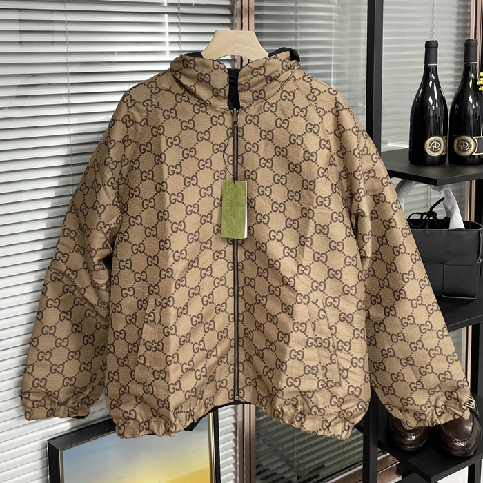 グッチ メンズ カジュアル リバーシブル ブラック ジャケット -- gu754x