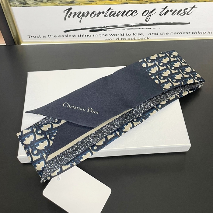 ディオール レディース オブリーク ネイビー シルク ツイル  スカーフ  -   - acc315x