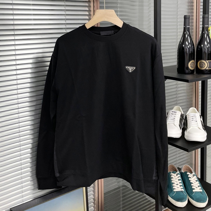 プラダ メンズ クルーネック ブラック スウェット -  - pr732x