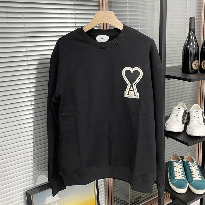 AmiLogoMan-to-man - アーミー2020 メンズ LOGO コットン スウェット Ami0043x.Size(s - xl).ブラック