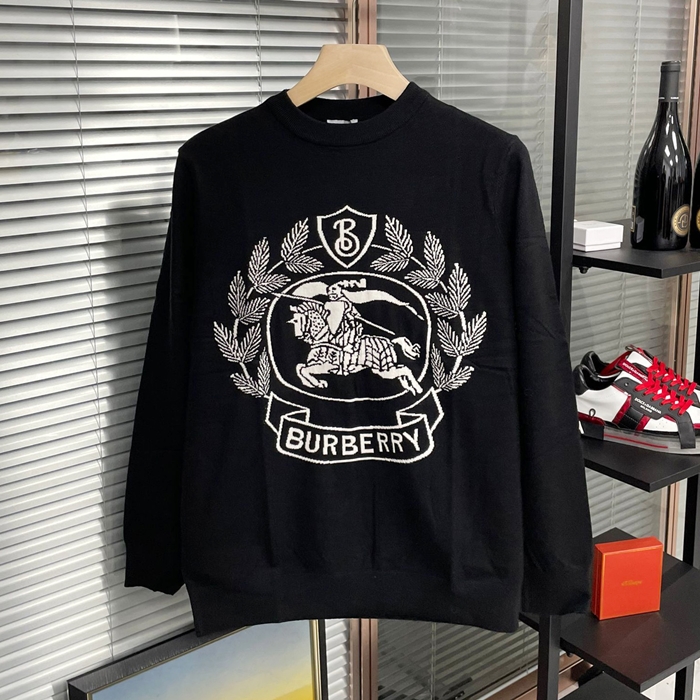 バーバリー メンズ ブラック クルーネック セーター -  - bu308x