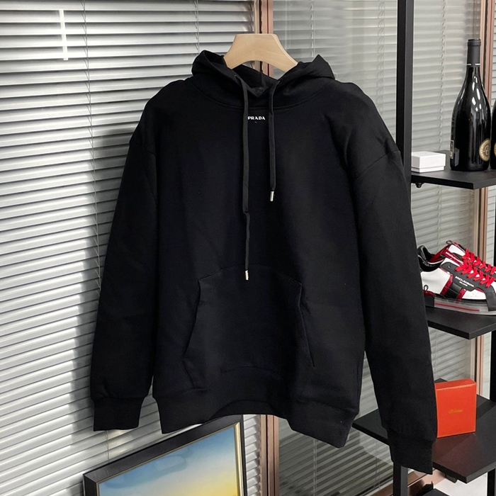プラダ メンズ カジュアル ブラック フーディーTシャツ -  - pra02802x