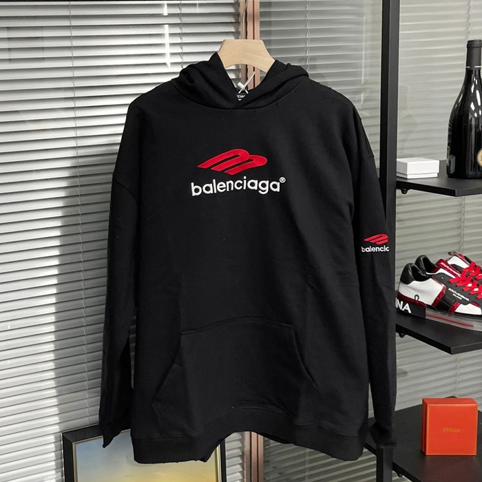 バレンシアガ メンズ ブラック フーディーTシャツ -   - ba704x