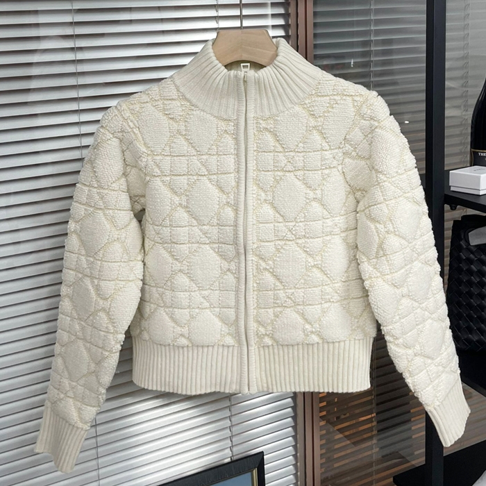 ディオール レディース ジップアップ ホワイト セーター -   White  - dio02191x