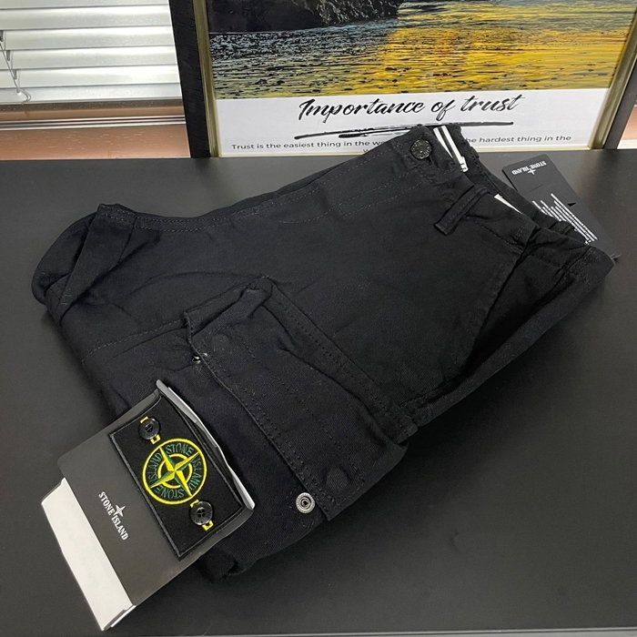 2020 Logo- ストーンアイランドメンズ LOGO カジュアル コットン パンツ Sto0266x.ブラック