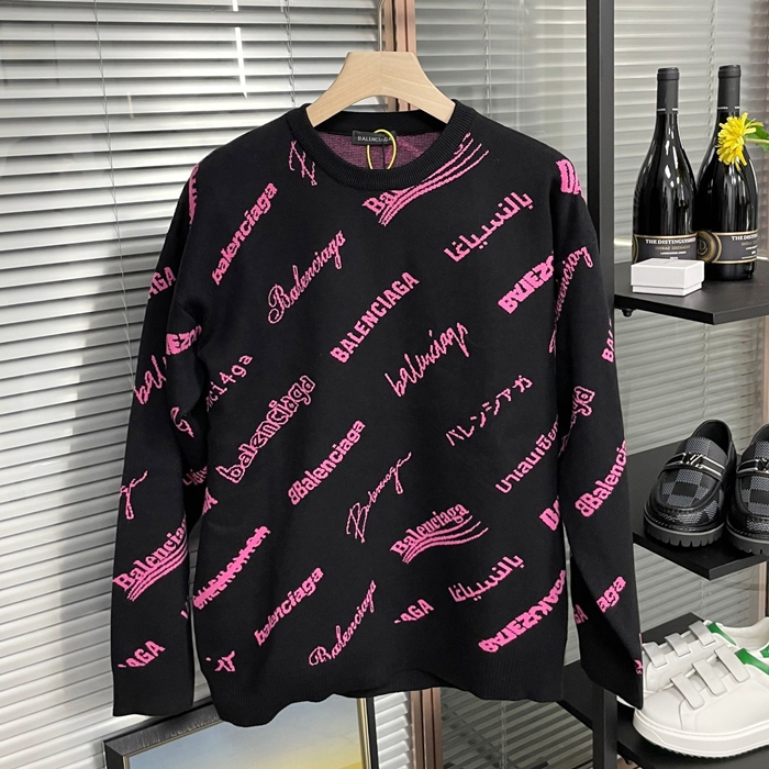 バレンシアガ メンズ ブラック クルーネック ニット -  Knits - ba803x