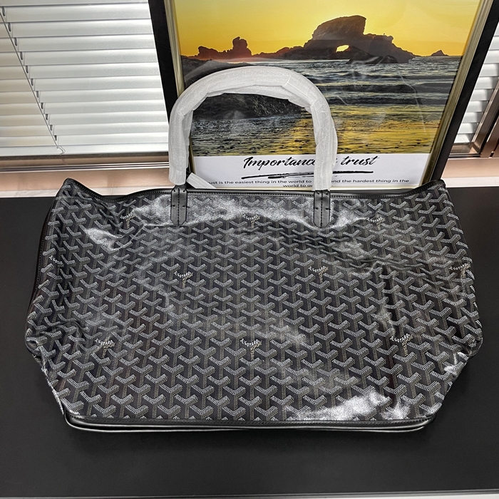   47/57CM - ゴヤールレザーブラック リバーシブル トート ショッパーバッグ,GYB0033,47/57CM