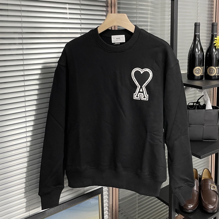 AmiLogoMan-to-man - アーミー2020 メンズ LOGO コットン スウェット Ami0043x.Size(s - xl).ブラック