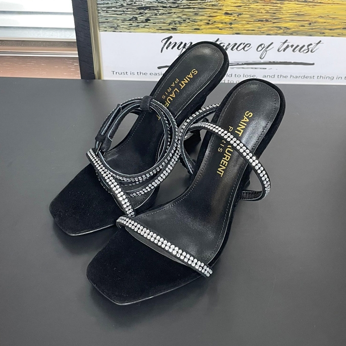 クレープ レディース サテン ラインストーン シルバー ヒール OPYUM サンダル  -  High-heels - ysl429x