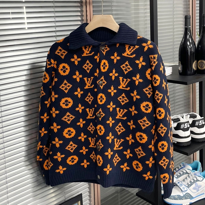 ルイヴィトン メンズ ネイビー ポロ ニット -   - lv193x